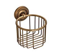 Générique Antique Brass Bathroom Accessories Set - Unique Toilet Brush & Double Glass Basket Elegant Bronze Sculpture Material for Stylish Home Décor