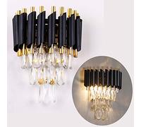 Générique Applique en cristal noir applique murale moderne luminaire mural veilleuses de chevet pour chambre salon couloir, E14x2