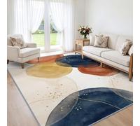 Générique Aquarelle Bohème Tapis Salon 120x170 cm Lavable Marine Terracotta | Vintage Ethnique Géométrique Color Block Antidérapant Tapis Chambre Adulte Descente de Lit Salle a Manger Bureau Poil Ras