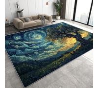 Générique Arbre De La Vie Paillasson 50x80 cm 3D Ciel étoilé Peinture à l'huile Carpette Flanelle Antidérapant Lavable Poil Court Tapis pour Entrée Salle de Bain Cuisine Q-0
