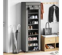 Générique Armoire à Chaussures 8 Niveaux Gris 57x29x162 cm, Housse Non Tissée avec Fermeture à Glissière, Contient 20 Paires, Rangement Léger pour Chaussures