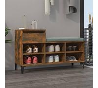 Générique Armoire à Chaussures Chêne fumé 102x36x60 cm, Meuble de Rangement en Bois d'ingénierie avec 1 tiroir et 6 Compartiments, Pieds en métal pour stabilité, Dessus Robuste