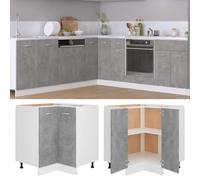 Générique Armoire d'angle Basse Lyon Gris béton 75,5x75,5x81,5 cm Bois d'ingénierie Meuble de Rangement Cuisine avec étagères Portes battantes