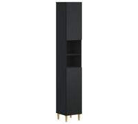 Générique Armoire de Salle de Bain ARNHEM Noire avec Étagère Ouverte | Bois d'ingénierie résistant à l'humidité,porte réversible,étagères ouvertes,fixation murale,design moderne