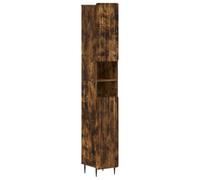 Générique Armoire de Salle de Bain avec Étagère Ouverte ZWOLLE Chêne Fumé | Meuble salle de bain, bois d'ingénierie, porte réversible, étagère ouverte, fixation murale