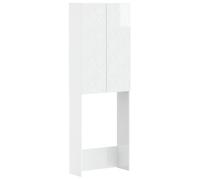 Générique Armoire de Toilette Delft Blanc Brillant 66 x 25,5 x 190 cm | Bois d'ingénierie résistant à l'humidité,portes réversibles,design mince,fixation murale fournie,entretien facile