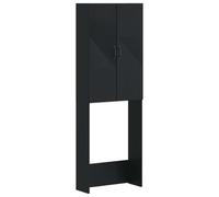 Générique Armoire de Toilette HAARLEM Noir 66 x 25,5 x 190 cm | Bois d'ingénierie résistant à l'humidité, portes réversibles, poignées en D, profil mince, fixation murale