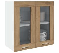 Générique Armoire Murale de Cuisine avec Porte Vitrée Lyon Chêne Artisanal 60x31x60 cm Optimisation de l'espace & Design Moderne pour Rangement Organisé et Élégant