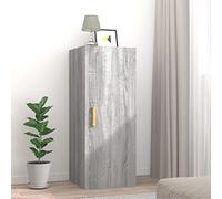 Générique Armoire Murale Grise 34,5x34x90 cm en Bois d'ingénierie, Meuble Mural de Rangement avec étagère Flottante pour Livres et décoration, Design Polyvalent pour Salon ou Bureau