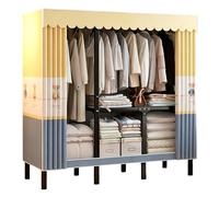 Générique Armoire-penderie Pliable en Tissu - Montage Facile - Structure Métallique avec Housse Anti-poussière Zippée Meuble De Rangement - Plusieurs Tailles Et Motifs(Yellow,100x170x46cm)