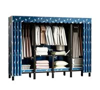 Générique Armoire-penderie Pliable en Tissu - Montage Facile - Structure Métallique avec Housse Anti-poussière Zippée Meuble De Rangement - Plusieurs Tailles Et Motifs(Blue,170x170x46cm)