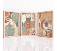 Générique Art mural Set of 3, Bohème Botanique Tableau Decoration Murale, Bloc De Couleur Floral Feuille Fleur Marron Impression sur Toile pour Salon Chambre à Coucher, 21 x 29.7 cm Sans Cadre