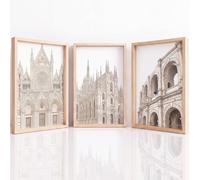 Générique Art mural Set of 3, Européen Paysage Urbain Tableau Decoration Murale, Gothique Église Blanc Ivoire Élégant Impression sur Toile pour Salon Chambre à Coucher, 29.7 x 42 cm Sans Cadre