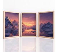 Générique Art mural Set of 3, Nature Paysage Tableau Decoration Murale, Montagne Enneigée Coucher De Soleil Lac Magnifique Impression sur Toile pour Salon Chambre à Coucher, 42 x 59.4 cm Sans Cadre