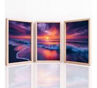 Générique Art mural Set of 3, Nature Paysage Tableau Decoration Murale, Océan Plage Coucher De Soleil Vague Soleil Impression sur Toile pour Salon Chambre à Coucher, 29.7 x 42 cm Sans Cadre