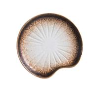 Générique Assiette à Goûter en Céramique Motif Feuille de Lotus, Plateau de Service Élégant, Compatible Four et Lave-vaisselle pour Repas Quotidiens et Anniversaires