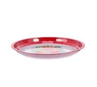 Générique Assiette Émaillée en Émail Rouge 35 Cm Ronde Rétro Plat Multifonctionnel Style Vintage et Résistant pour Fruits et Légumes Cuisine et Restaurants