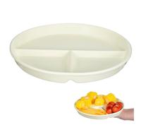 Générique Assiette Ronde en Céramique Blanche Plusieurs styles Trois Compartiments, Assiette Portion Adulte Simple Bavure, pour Repas Familiaux et Petit-déjeuner Plusieurs styles