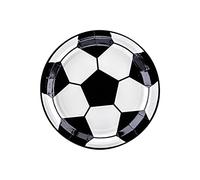 Générique Assiettes Football en Carton, Noir et Blanc, 18 cm, Pack de 6, Design Ballon de Football, pour Anniversaire et Fête Sportive, Décoration Anniv Foot Enfants