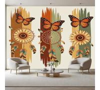 Générique Attrape-Rêves Fleuri Papier Peint Tournesol Papillon 3D Panoramique Papier Peint Coloré Mural Decoratif Pour Salon, Chambre, Tapisserie Murales, Décoration Murale 365x254cm(L x H)