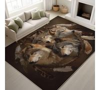 Générique Attrape-rêves Loup Plumes Doux Tapiss Réaliste Photographie Forêt Imprimé Tapis Animal Gardien Lavable Tapis de Antidérapant Noir pour Enfants Chambre Salon 120 x 150 cm