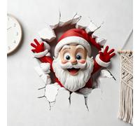 Générique Autocollant Mural | Sticker Mural Autocollant De No-ël avec Père Noë-l 3D Donnant L'impression De Traverser Le M/ur | Autocollan-t Mura-l De Vacances d'hiver, Décoration De No-ël