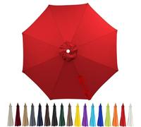 Générique Auvent de Remplacement pour Parasol de Terrasse 2m 2.3m 2.5m 2.7m 3m 6/8 Baleines Toile de Rechange Imperméable Protection UV50+ Couverture Extérieur Jardin Plage(Bright red,3m/10ft-8ribs)