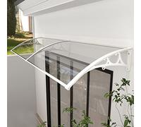 Générique Auvent Transparent d'extérieur en Polycarbonate pour Portes et fenêtres - Protection UV, Protection Contre la Pluie et la Neige, abri extérieur Durable - Structure en Aluminium Blanc (119 x