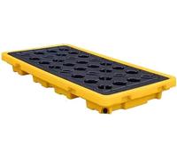Générique Bac de rétention empilable pour fûts d'huile - Plateau de rétention modulaire avec Drain, Plateforme de sécurité Industrielle Robuste pour Garage et Atelier, Jaune (130 x 68 x 15 cm)