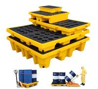 Générique Bac de rétention Robuste pour fûts d'huile, Plateau modulaire en polyéthylène Durable, 120 x 120 x 18 cm, Solution de sécurité Industrielle pour entrepôts et usines.
