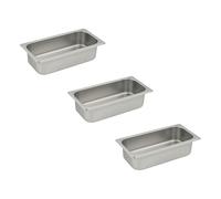 Générique Bac Inox GN 1/3 x 65 mm - Acier Inoxydable Alimentaire - Empilable - Compatible Lave-Vaisselle (Pack de 3)