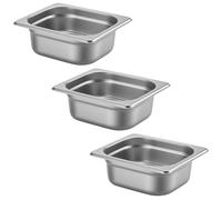 Générique Bac Inox GN 1/6 x 65 mm - Acier Inoxydable Alimentaire - Empilable - Compatible Lave-Vaisselle (Pack de 3)