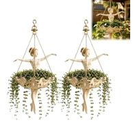 Générique Ballet Dancer Hanging Planter, Whimsical Ballerina Plant Holder with Metal Chains, Unique Succulent & Trailing Plant Holder for Porch,Patio and Garden Decor