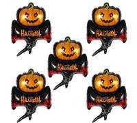 Générique Ballons de Fête Halloween en Film Aluminium Orange 5pcs Citrouille Résistants la Fuite pour Décoration de Maison et Ambiance de Fête