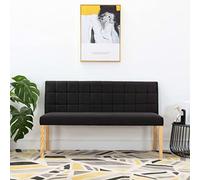 Générique Banc 140 cm Noir Velours avec Dossier à Motif Linéaire, Banquette Rembourrée en Velours Doux, Pieds en Bois d'Hévéa pour Couloir ou Salon, Facile à Assembler