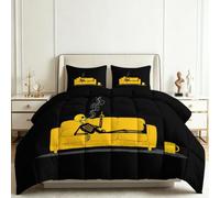Générique Bande Dessinée Vintage Couette Imprimée 200x200 cm, Réversible Couette Couverture pour 4 Saisons Respirante et Douce, Édredon avec 2 Taies d'oreiller, pour lit 2 Personnes, Crâne