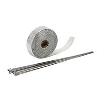 Générique Bande Thermique Echappement Bande d'échappement Thermique de 5m / 10m 15m Tuyau d'isolation Ruban Tissu Ignifuge avec kit Liens en Acier Durable Scotch Isolant Thermique(50mm 5M Silver)
