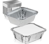 Générique Barquette Aluminium Avec Couvercle Cartonné 500ml, Lot De 100 Pièces, Barquette Alimentaire Jetable Adapté Pour Cuisson Four, Barbecue, Congelation, Conservation Alimentaire