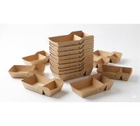 Générique Barquette Bateau Kraft 2 Compartiments - 520ml - Emballage Alimentaire Recyclable pour Frites, Snacks et Sauces (100)