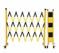 Générique Barrière métallique Extensible et rétractable sur Roues - Portail de sécurité télescopique Portable pour la Gestion du trafic - Barrière Industrielle Jaune et Noire, 2 m