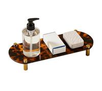 Générique Bathroom Tray, Acrylic Counter Organizer, 10x5 Inch Plate with Grip Feature, Polished Resin Sink Holder, Tortoiseshell Pattern with Chic Style, Vanity Riser for Home & Entryway