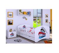 Générique BDW Lit pour Enfant avec Matelas et tiroir de lit - 140/160/180/190 Motifs différents pour garçon Blanc (Bateau, 160 x 80)