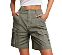 Générique Bermuda Femme Été Cargo Short de Travail Multi-Poches, Taille Haute Élastique Ajustable, Short de Randonnée Séchage Rapide, Short Décontracté d'Été pour Loisirs, Travail et Extérieur