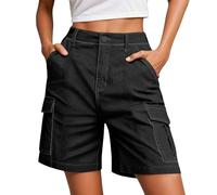 Générique Bermuda Femme Été Cargo Short de Travail Multi-Poches, Taille Haute Élastique Ajustable, Short de Randonnée Séchage Rapide, Short Décontracté d'Été pour Loisirs, Travail et Extérieur
