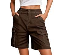 Générique Bermuda Femme Été Cargo Short de Travail Multi-Poches, Taille Haute Élastique Ajustable, Short de Randonnée Séchage Rapide, Short Décontracté d'Été pour Loisirs, Travail et Extérieur