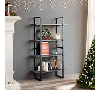 Générique Bibliothèque à 4 Niveaux Gris 80x30x140 cm en Bois de pin Massif, étagère Industrielle pour Rangement Livres et Magazines, Meuble de décoration Facile à Nettoyer, Peut être