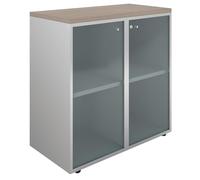Générique Bibliothèque Basse H 89 cm Orme Portes vitrées alu - Maestro