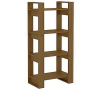 Générique Bibliotheque Bois Massif 60x35x125 cm Marron Miel | Etagere livres pin massif, cloison separee, cadre robuste, rangement ample, sans dos