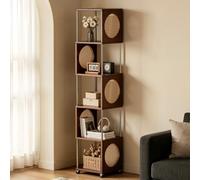 Générique BibliothèQue d'angle éTroit avec roulettes, Armoire De Rangement Cube en Rotin, PréSentoir Roulant Mince for Chambre à Coucher Et Salon