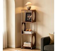 Générique BibliothèQue d'angle éTroit avec roulettes, Armoire De Rangement Cube en Rotin, PréSentoir Roulant Mince for Chambre à Coucher Et Salon